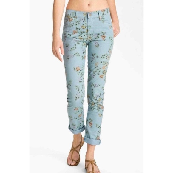 Citizens of Humanity Mandy High Waist Retro Slim Roll Up, Blue Floral, Size 29 - Picture 1 of 3